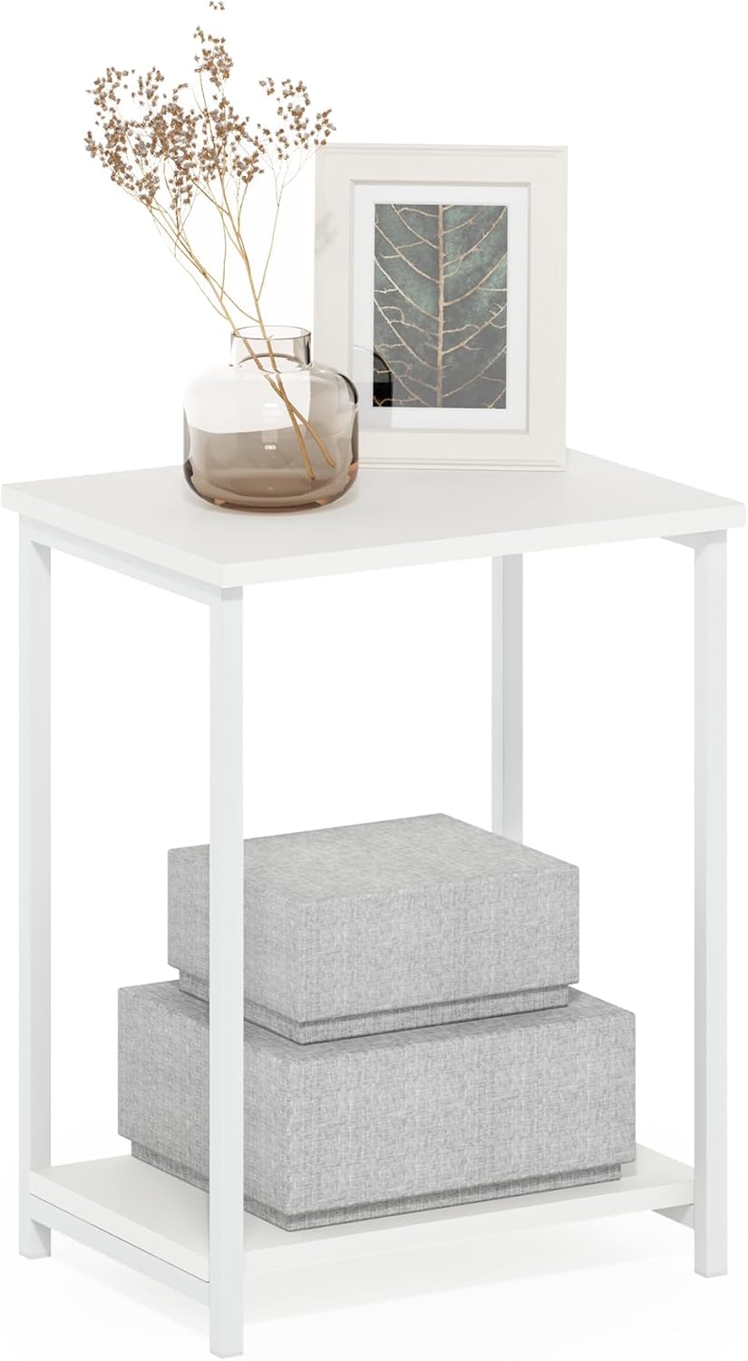 Furinno SIMPLISTIC Side Table Set of 2, 2-Tier End Table, Nightstand, Night Stand, Bedside Table, Easy Assembly, for Living Room, Bedroom, Espresso