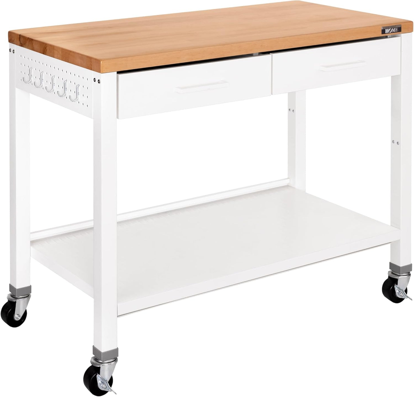 Seville Classics Commercial Work Table Island Utility Cart Prep Station, for Restaurant, Kitchen, Warehouse, Garage, Hotel, Home, Stainless-Steel Top NSF , 24" W x 20" D