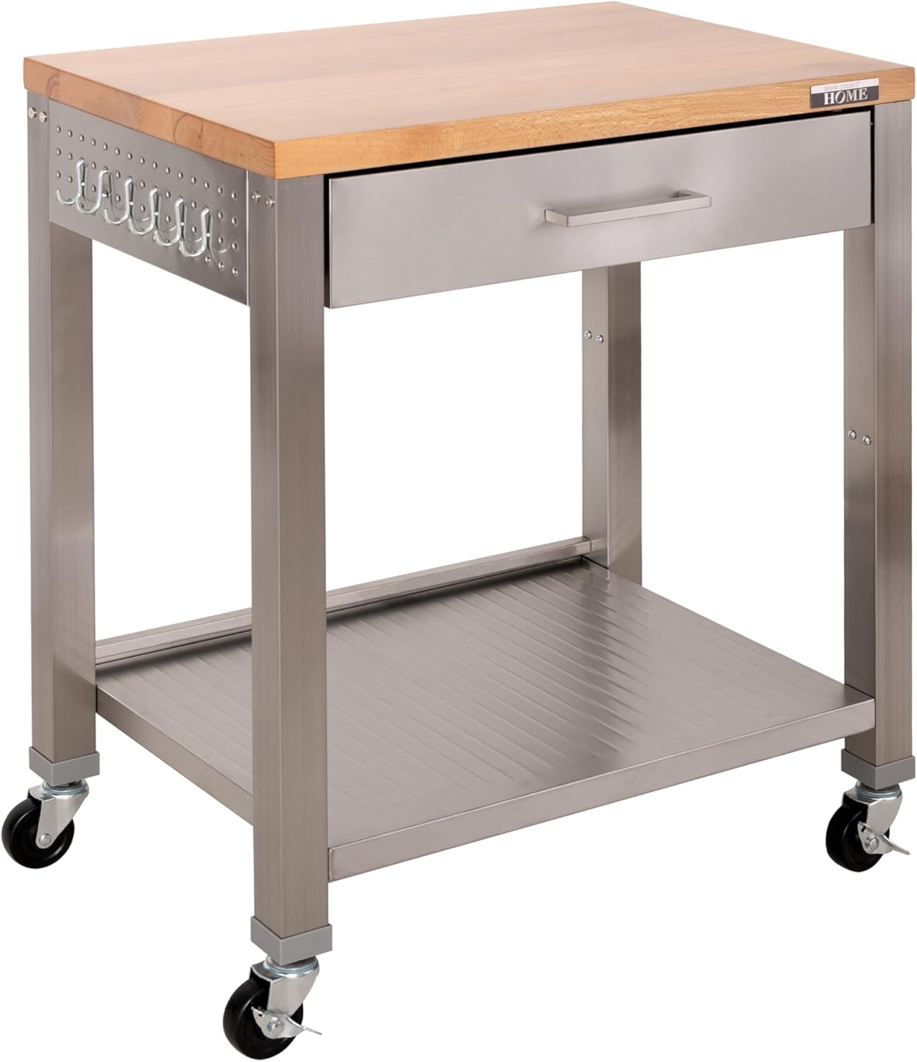 Seville Classics Commercial Work Table Island Utility Cart Prep Station, for Restaurant, Kitchen, Warehouse, Garage, Hotel, Home, Stainless-Steel Top NSF , 24" W x 20" D