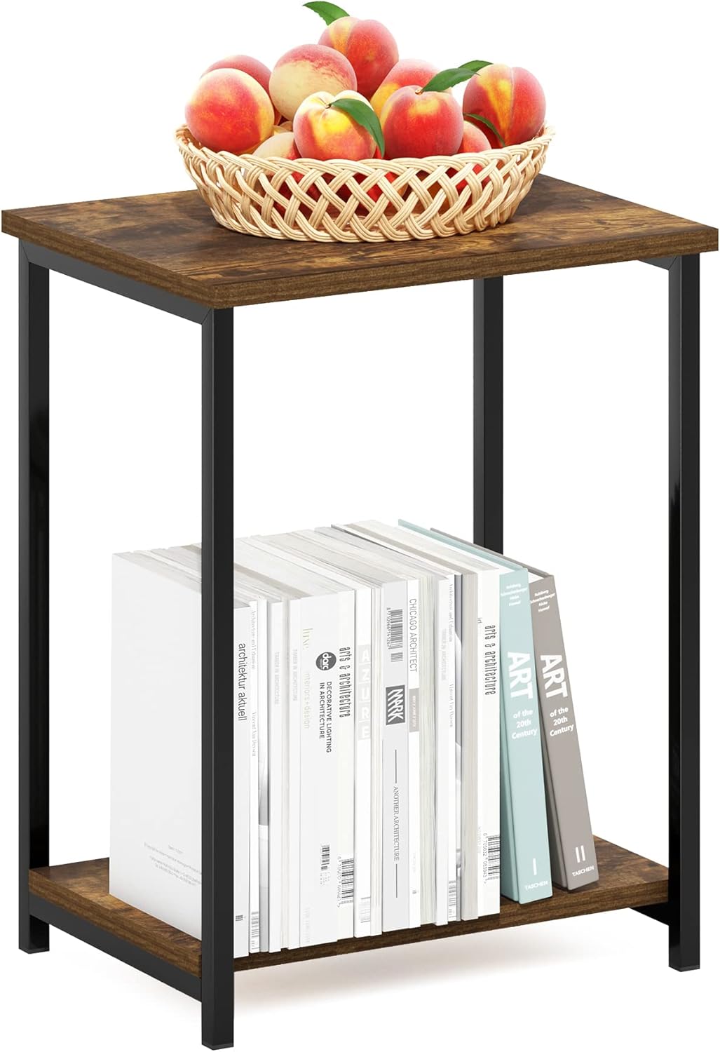 Furinno SIMPLISTIC Side Table Set of 2, 2-Tier End Table, Nightstand, Night Stand, Bedside Table, Easy Assembly, for Living Room, Bedroom, Espresso