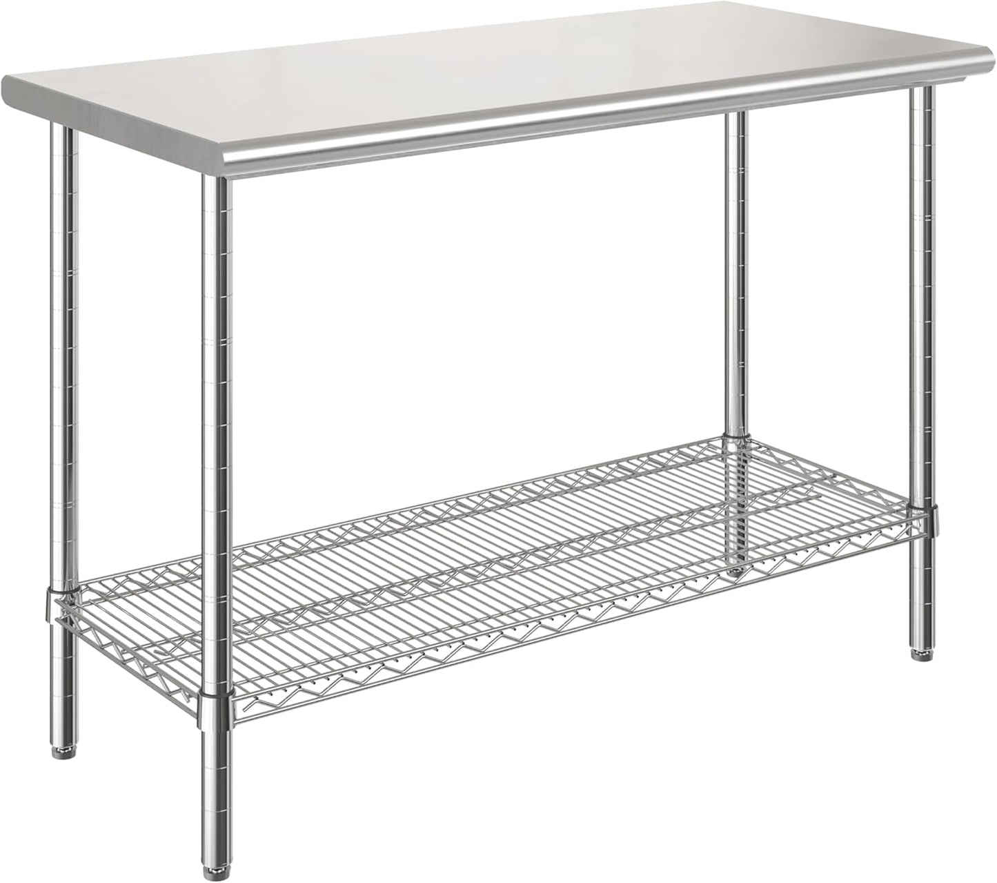 Seville Classics Commercial Work Table Island Utility Cart Prep Station, for Restaurant, Kitchen, Warehouse, Garage, Hotel, Home, Stainless-Steel Top NSF , 24" W x 20" D