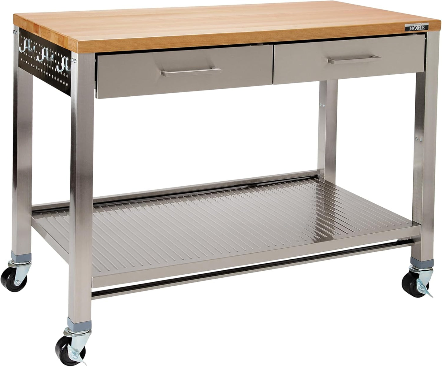 Seville Classics Commercial Work Table Island Utility Cart Prep Station, for Restaurant, Kitchen, Warehouse, Garage, Hotel, Home, Stainless-Steel Top NSF , 24" W x 20" D