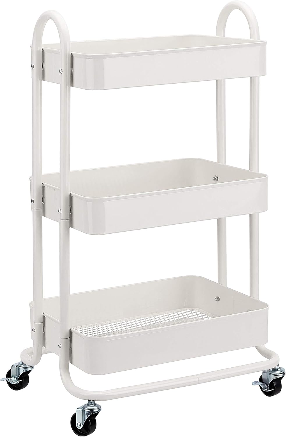 Amazon Basics 3-Tier Rolling Utility or Kitchen Cart, Lockable Wheels, Multifunctional Storage, Charcoal