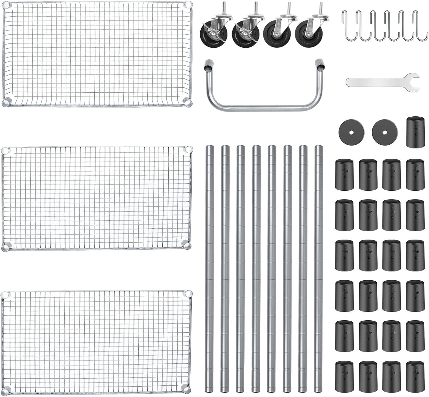 WDT 990Lbs Capacity Heavy Duty Rolling Utility Cart, NSF Rolling Carts with Wheels,Commercial Grade Metal Cart with Handle Bar & Shelf Liner,Trolley Serving Cart for Restaurant,Kitchen,Gray