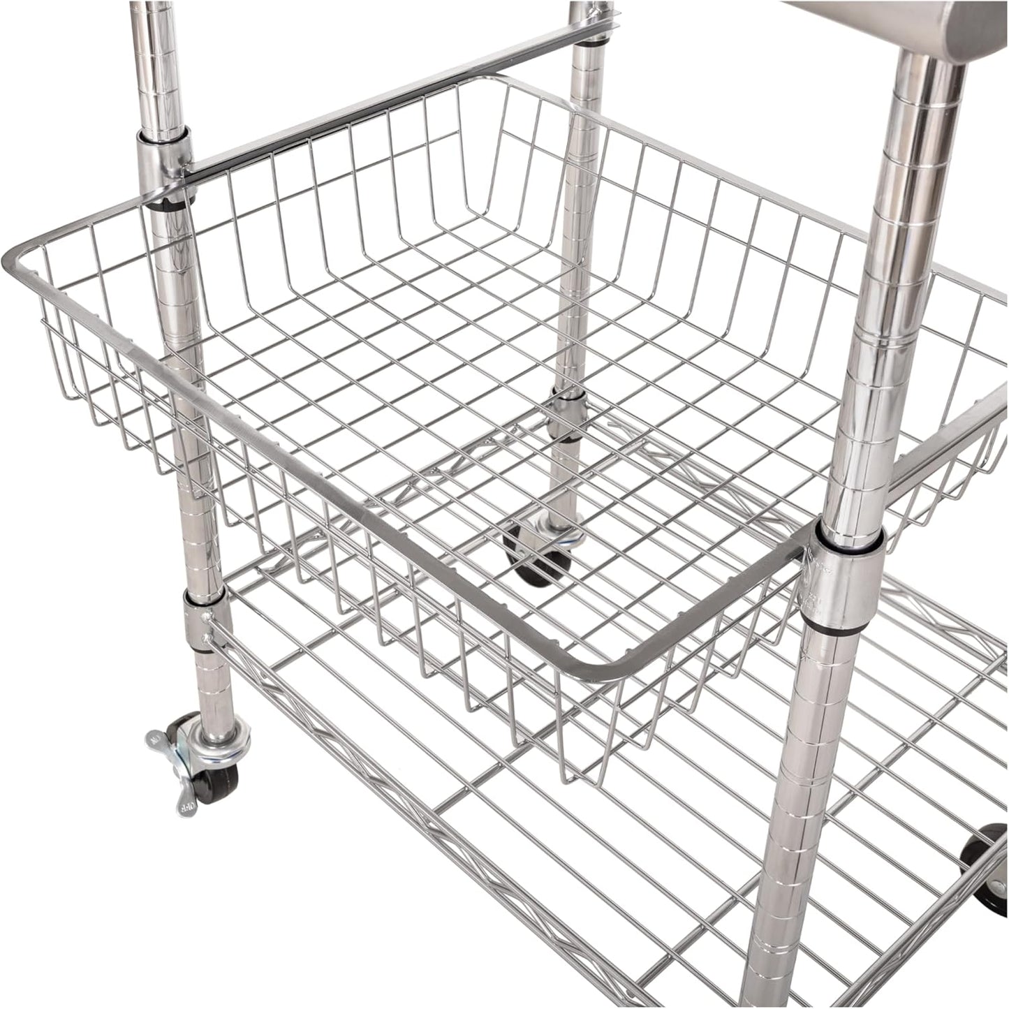 Seville Classics Commercial Work Table Island Utility Cart Prep Station, for Restaurant, Kitchen, Warehouse, Garage, Hotel, Home, Stainless-Steel Top NSF , 24" W x 20" D