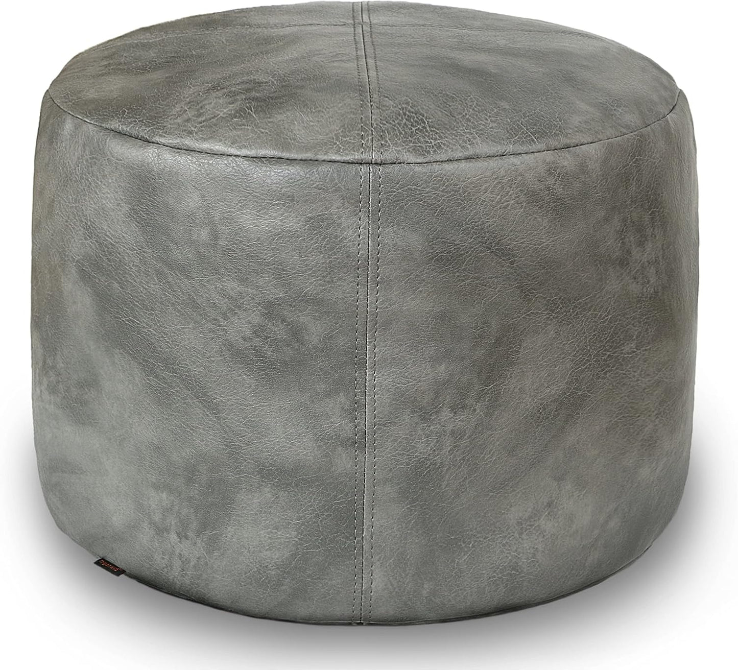 Thgonwid Unstuffed Faux Leather Pouf Cover, Handmade Footstool Ottoman Storage Solution, Floor Footrest Cushion, 16.5”Dx12”H, Amaretto