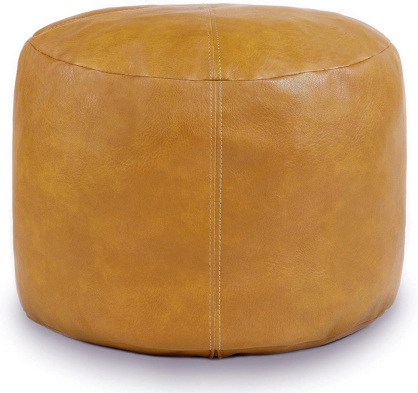 Thgonwid Unstuffed Faux Leather Pouf Cover, Handmade Footstool Ottoman Storage Solution, Floor Footrest Cushion, 16.5”Dx12”H, Amaretto