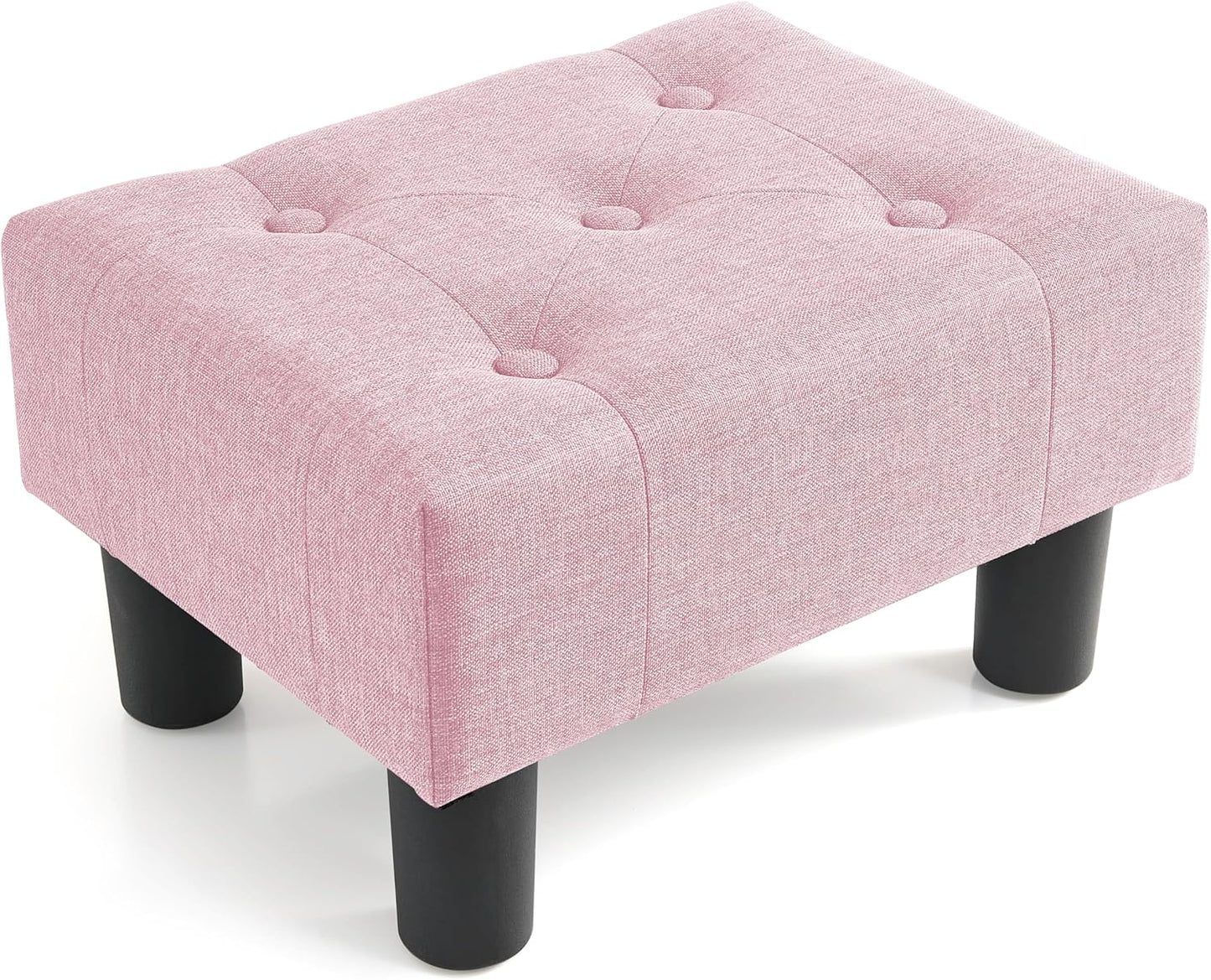 Poofzy Small Foot Stool Ottoman, Velvet Ottoman Foot Rest with Legs, Rectangle Foot Rest for Couch, Footstools and Ottomans Small for Living Room and Entryway (Black)