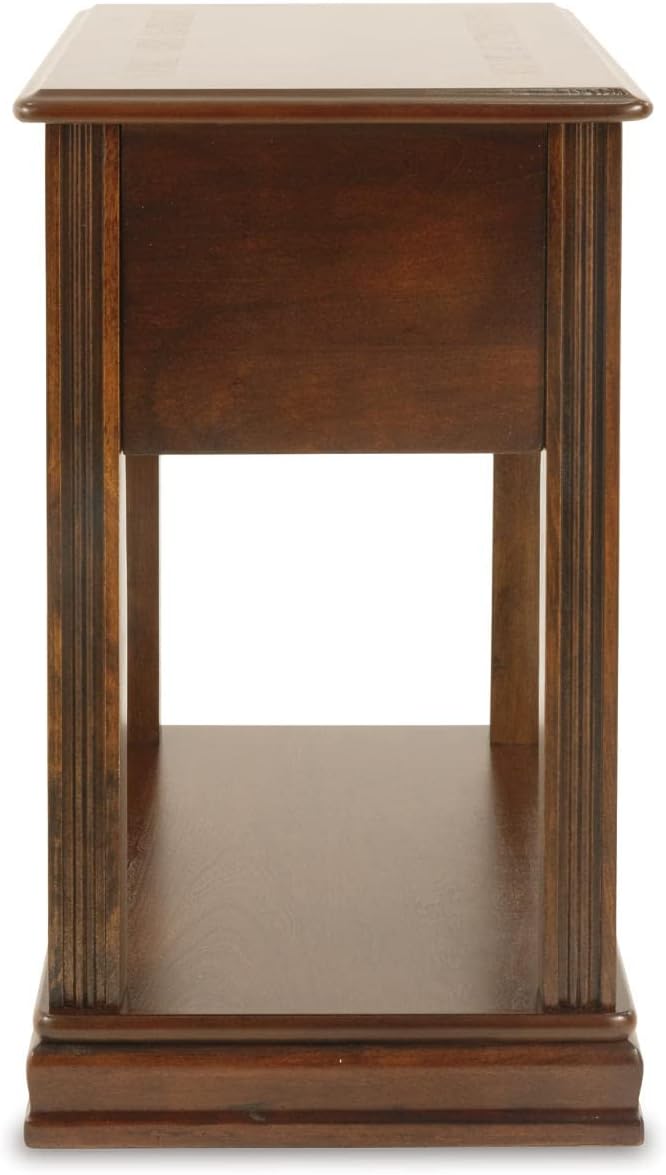 Signature Design by Ashley T007-527 Chair Side End Table, 24.50" W x 17.00" D x13.50 H, Medium Brown