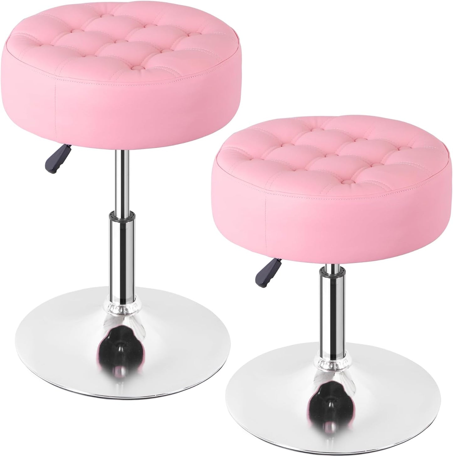 JupiterForce Adjustable Vanity Stool Chair for Makeup, 360° Swivel Makeup Vanity Chair Faux Leather Vanity Stool for Makeup Room, Bathroom and Living Room, White