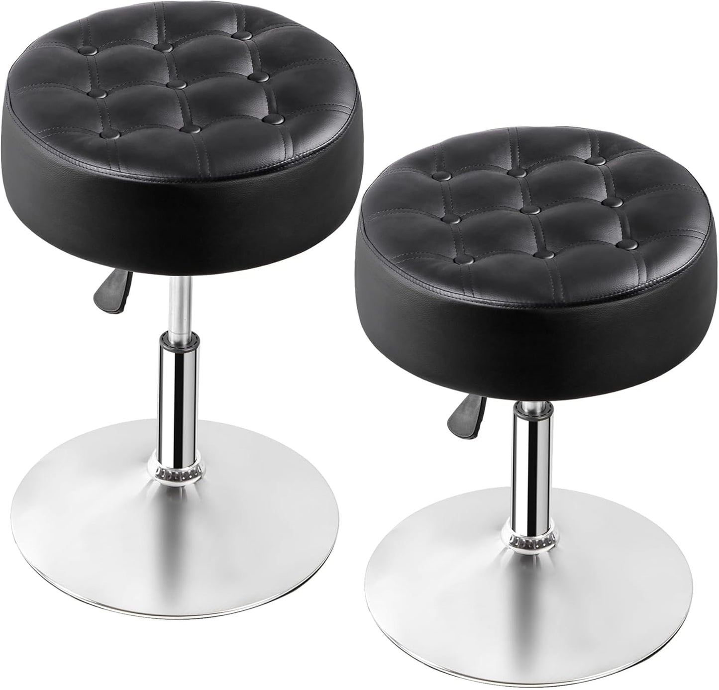 JupiterForce Adjustable Vanity Stool Chair for Makeup, 360° Swivel Makeup Vanity Chair Faux Leather Vanity Stool for Makeup Room, Bathroom and Living Room, White