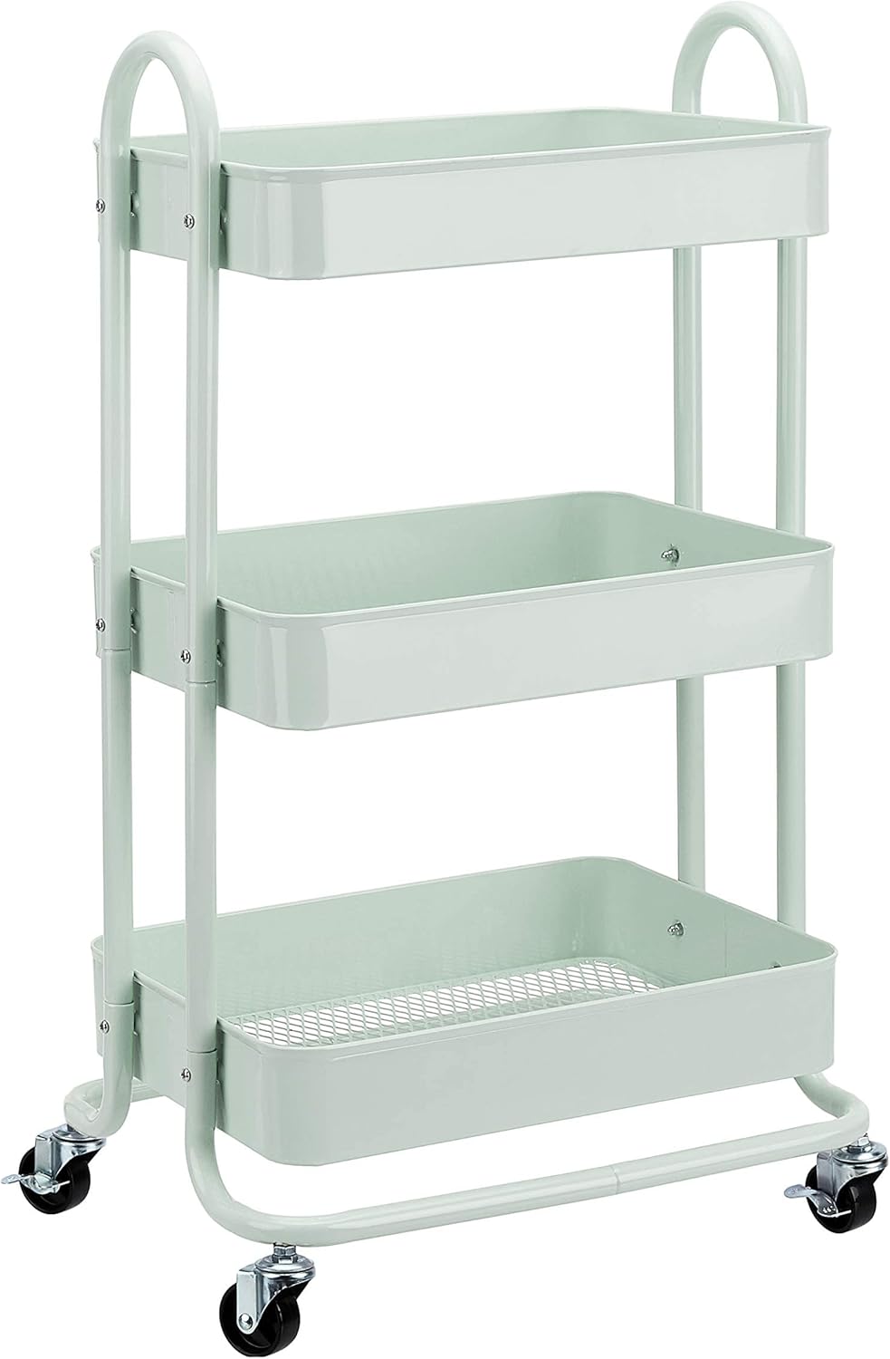 Amazon Basics 3-Tier Rolling Utility or Kitchen Cart, Lockable Wheels, Multifunctional Storage, Charcoal