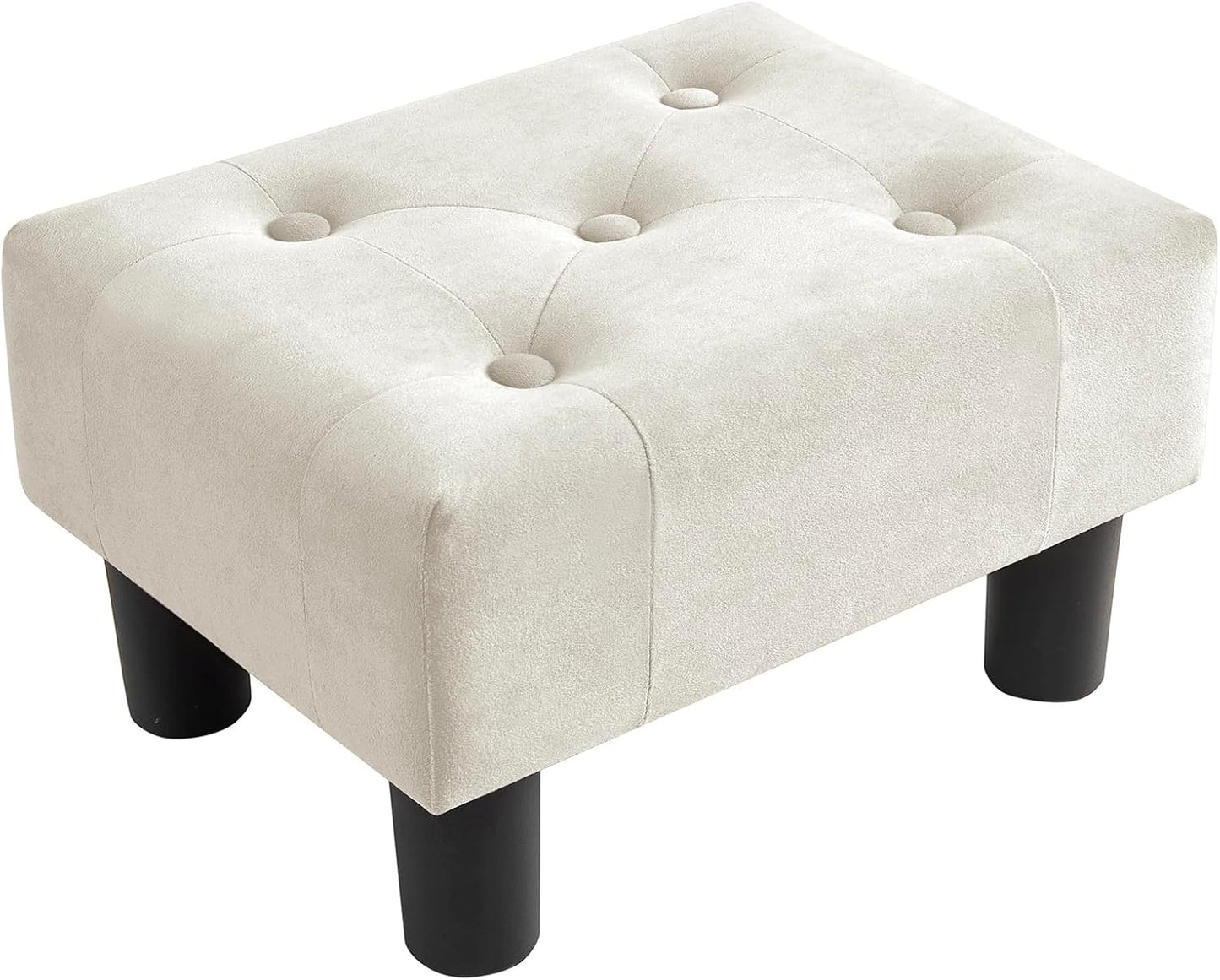 Poofzy Small Foot Stool Ottoman, Velvet Ottoman Foot Rest with Legs, Rectangle Foot Rest for Couch, Footstools and Ottomans Small for Living Room and Entryway (Black)