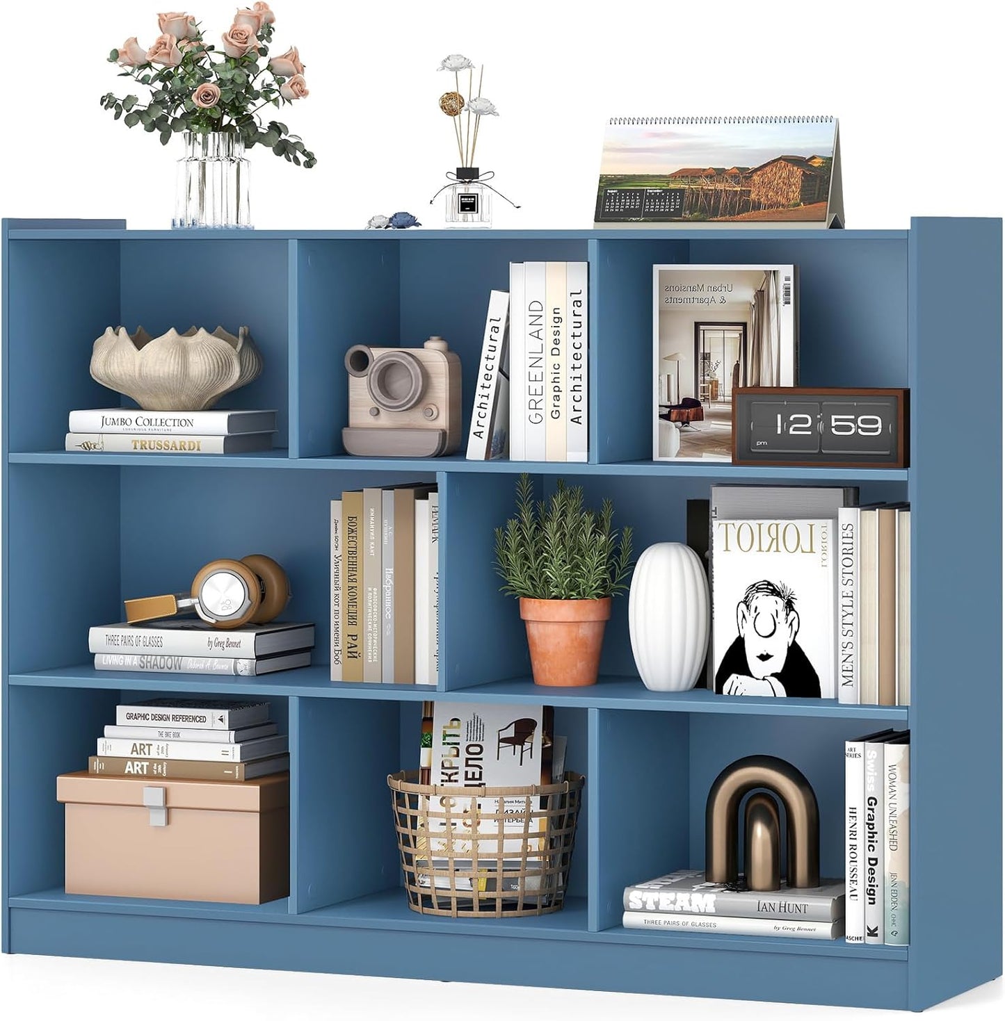 Giantex 8 Cube Bookcase, Freestanding 3-Tier Open Bookshelf, Modern Storage Display Cabinet, Wood Cube Storage Organizer for Living Room, Kid’s Room, White