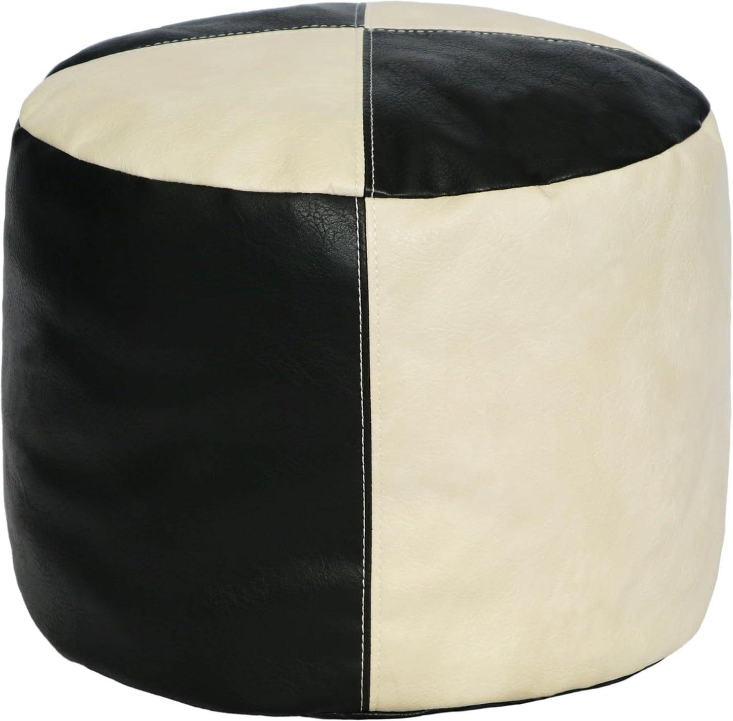 Thgonwid Unstuffed Faux Leather Pouf Cover, Handmade Footstool Ottoman Storage Solution, Floor Footrest Cushion, 16.5”Dx12”H, Amaretto