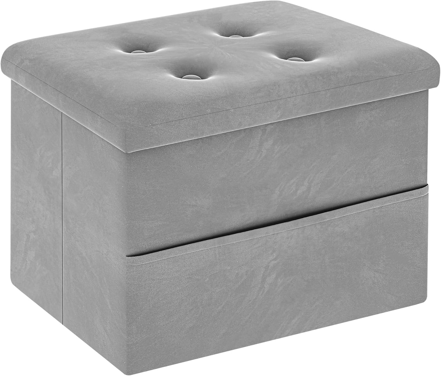 Small Storage Ottoman Foot Rest, Velvet Ottoman with Storage and Side Pocket, Black Foot Rest for Couch, Foldable Footstool for Chair, Living Room&Dorm, 16"x12"x12"