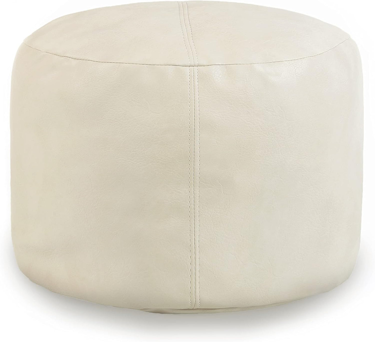 Thgonwid Unstuffed Faux Leather Pouf Cover, Handmade Footstool Ottoman Storage Solution, Floor Footrest Cushion, 16.5”Dx12”H, Amaretto