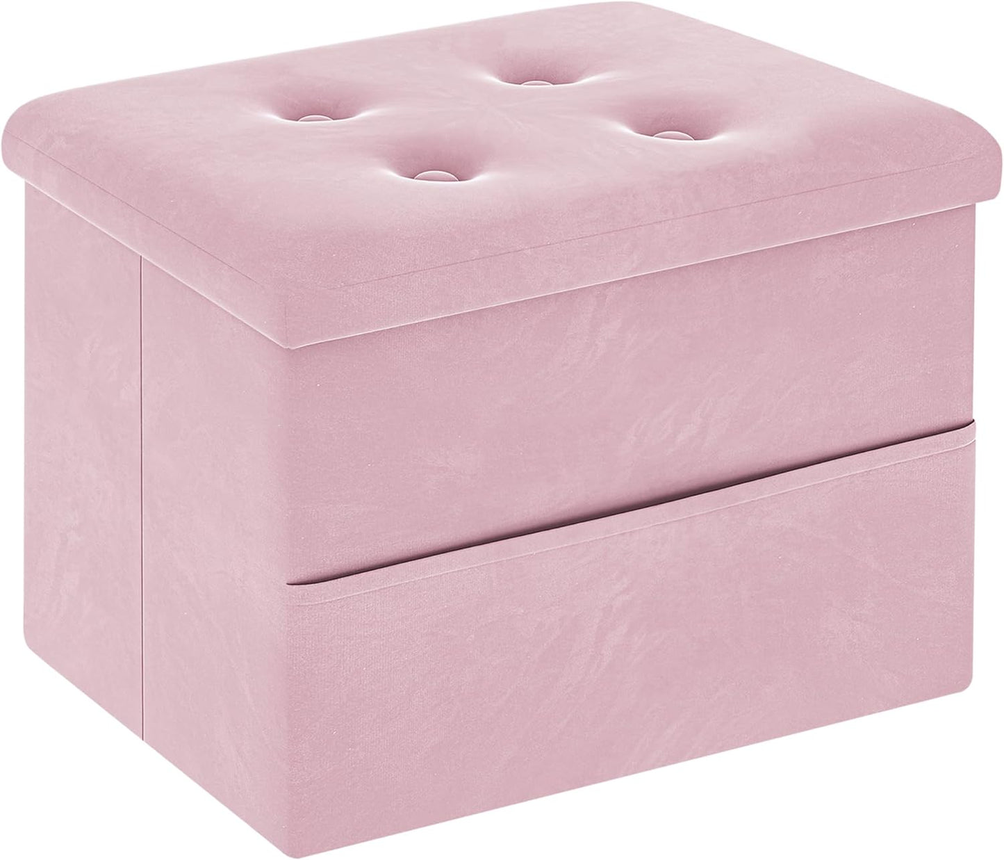 Small Storage Ottoman Foot Rest, Velvet Ottoman with Storage and Side Pocket, Black Foot Rest for Couch, Foldable Footstool for Chair, Living Room&Dorm, 16"x12"x12"