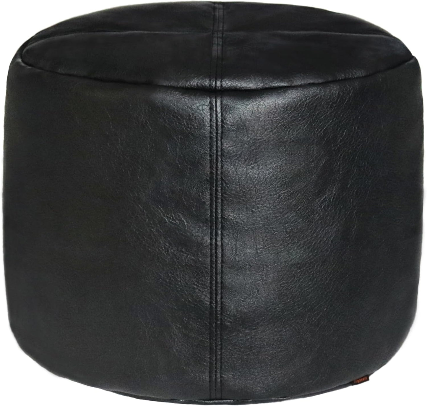 Thgonwid Unstuffed Faux Leather Pouf Cover, Handmade Footstool Ottoman Storage Solution, Floor Footrest Cushion, 16.5”Dx12”H, Amaretto