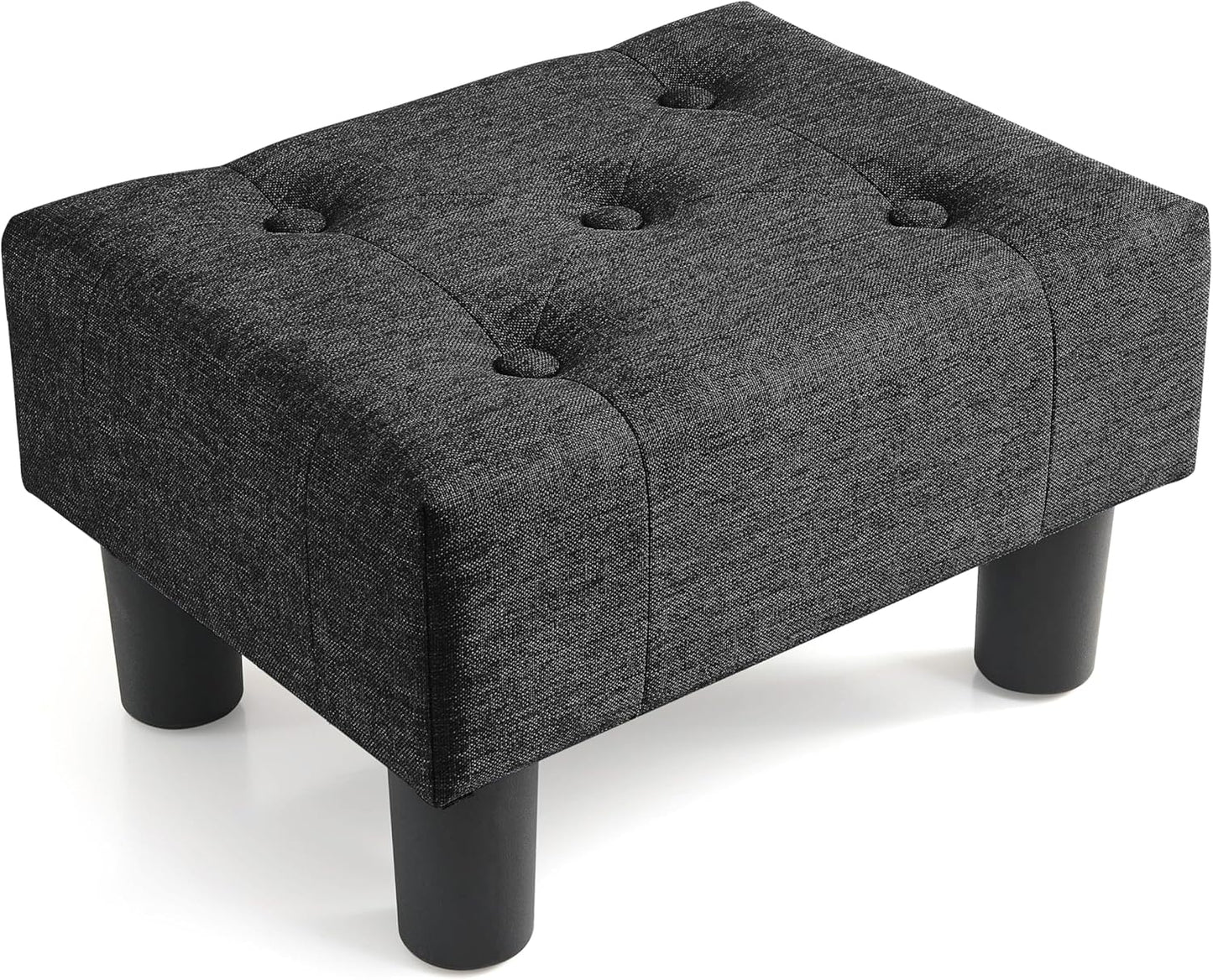 Poofzy Small Foot Stool Ottoman, Velvet Ottoman Foot Rest with Legs, Rectangle Foot Rest for Couch, Footstools and Ottomans Small for Living Room and Entryway (Black)